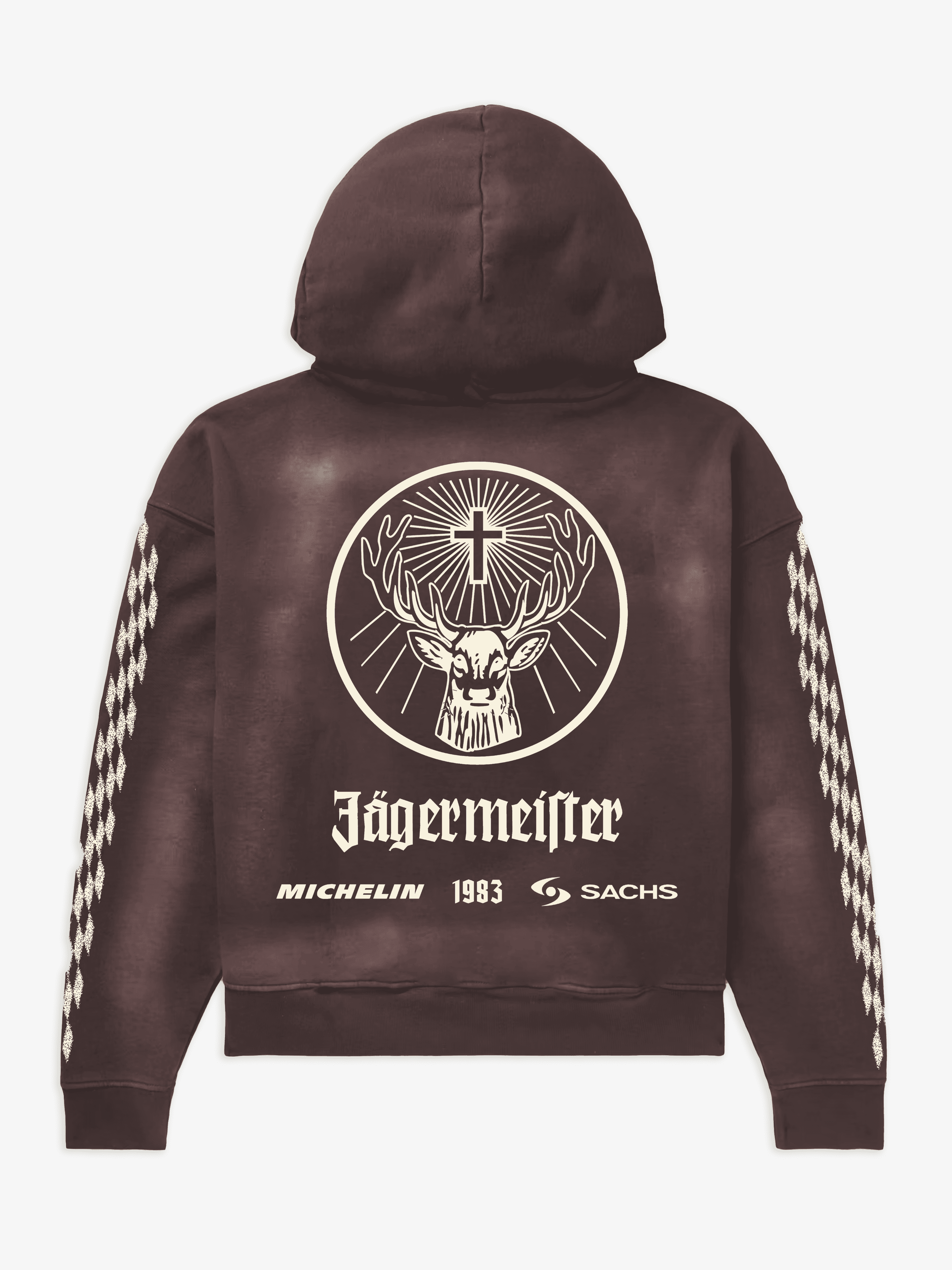 Brown Sun Faded Jager Hoodie GREY